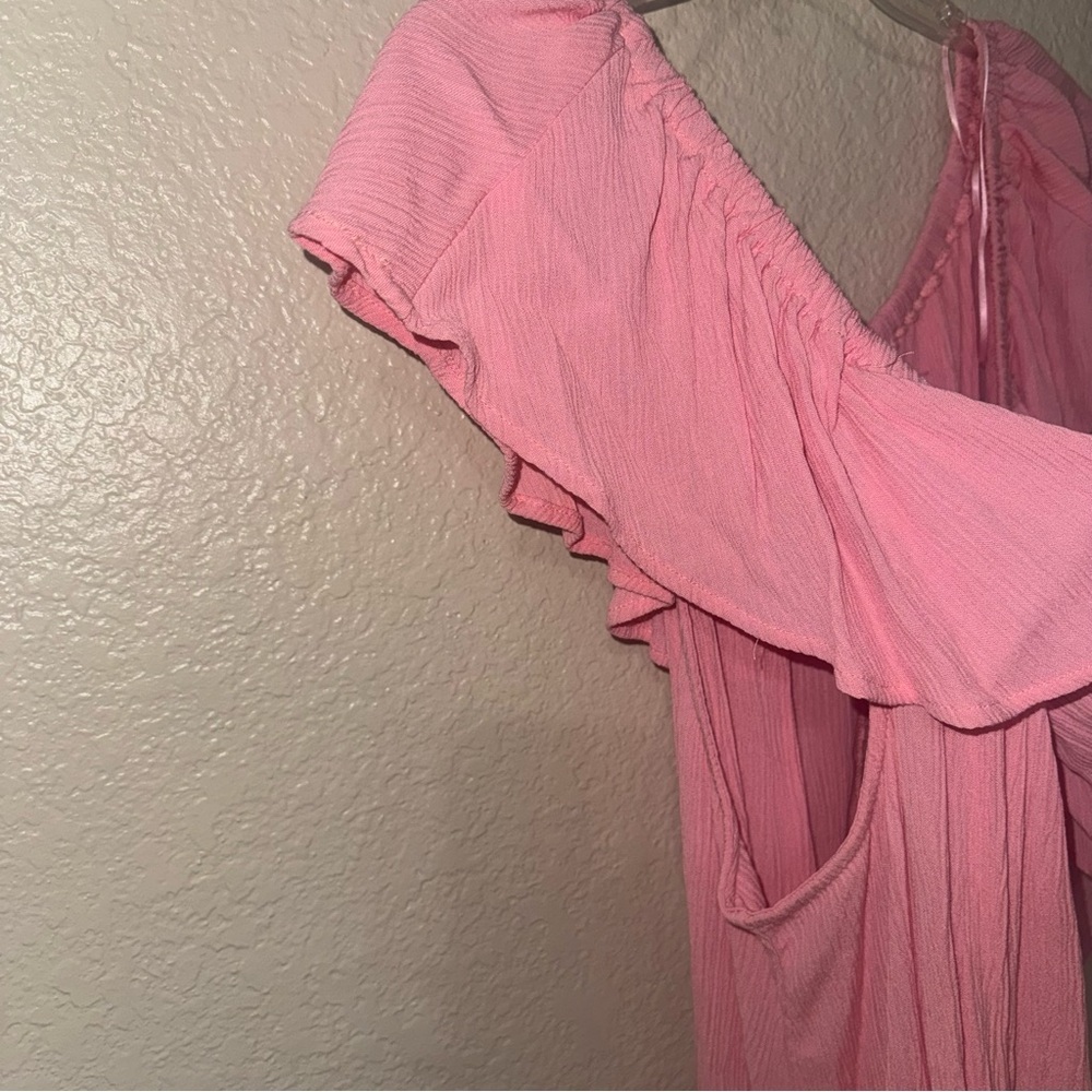 Pink Ruffle Dress Women’s 3X Flowy Cottagecore Feminine Summer - Picture 4 of 13